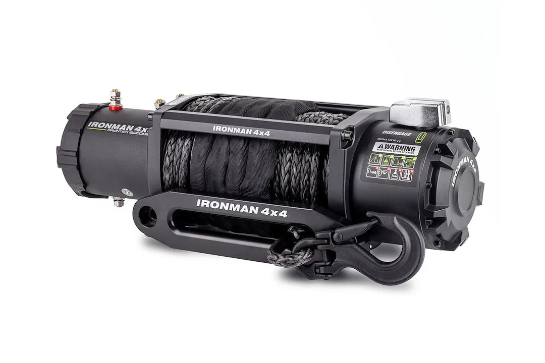 IMW12000MSR – IRONMAN 4X4 Winch, Vehicle Mounted Vehicle Recovery 12 Volt Electric 12000 Pound Line Pull Capacity Syn...